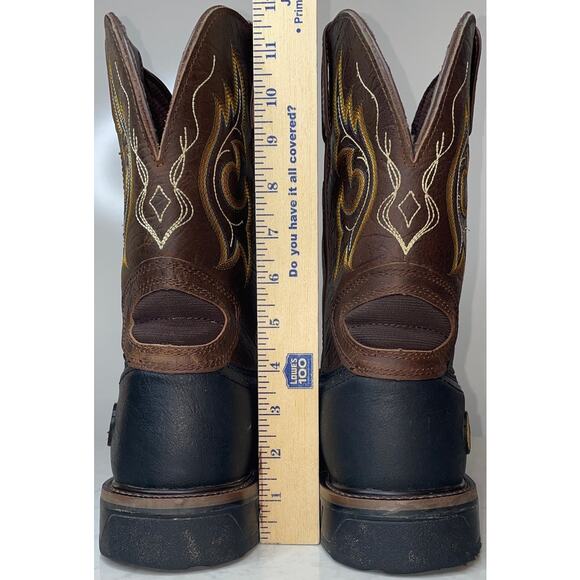 JUSTIN Work Boots JOIST Waterproof 11" Boots Men's Size 11D in Aged Brown ~VGUC - Picture 4 of 16